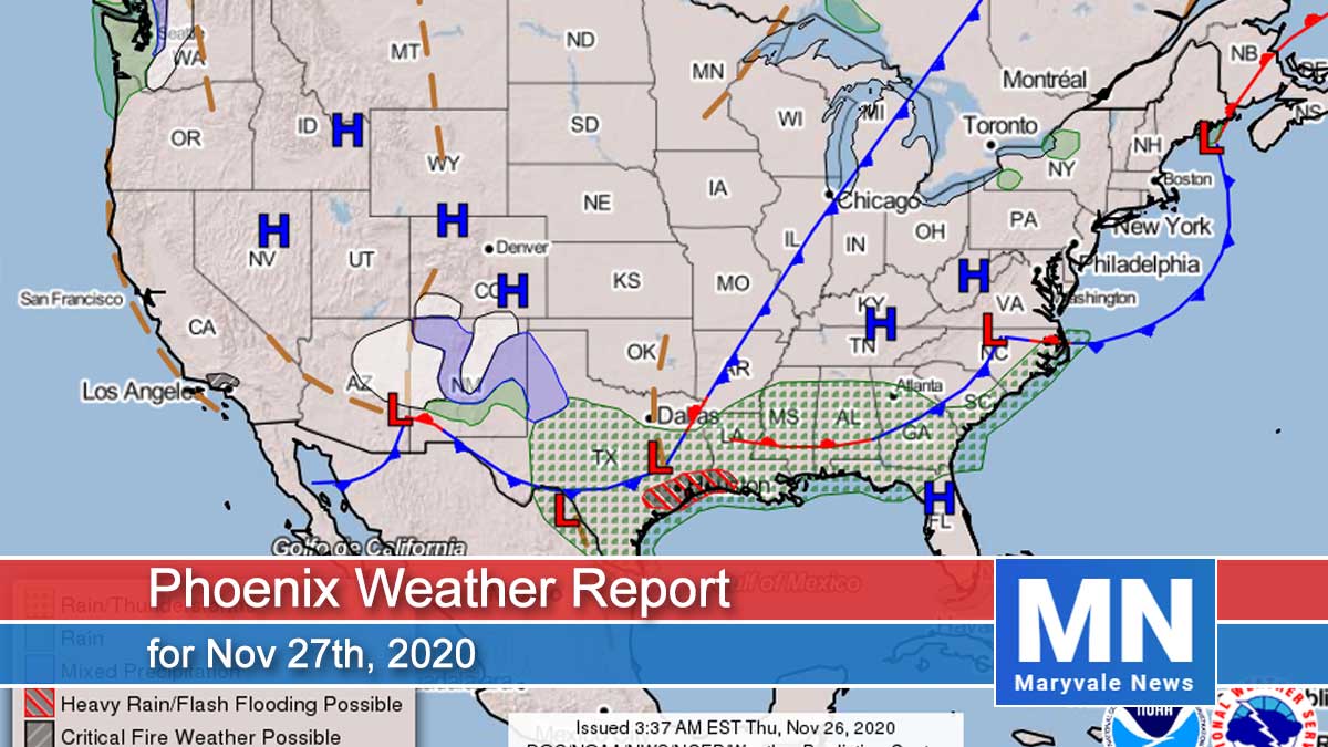 Phoenix Weather Report for Nov 27th, 2020