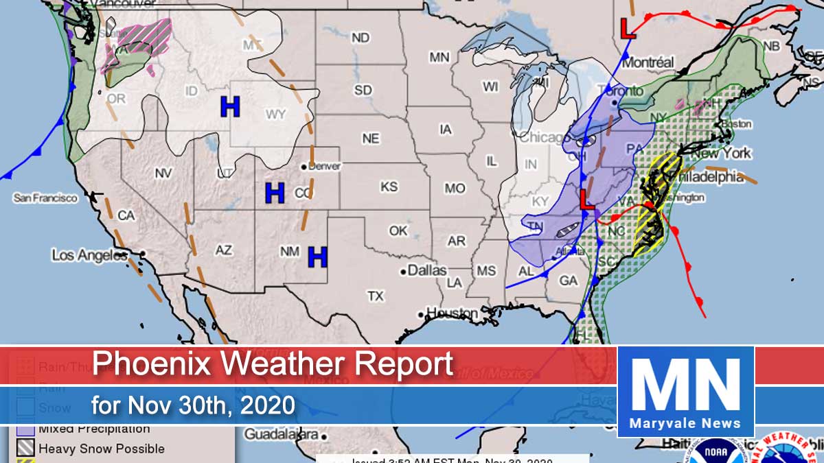 Phoenix Weather Report for Nov 30th, 2020