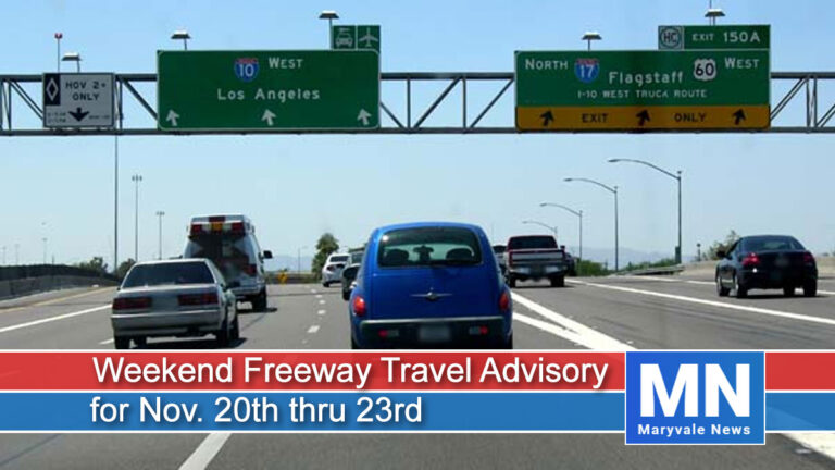 Weekend Freeway Travel Advisory (Nov. 20-23)