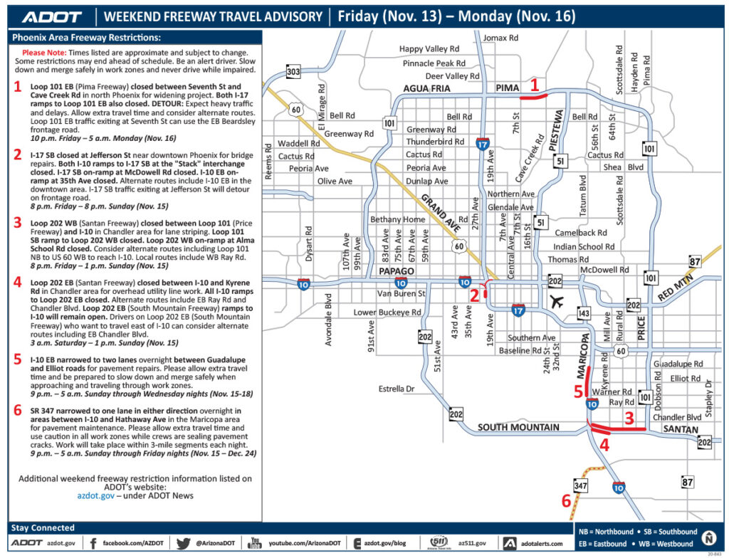 Weekend Travel Advisory map