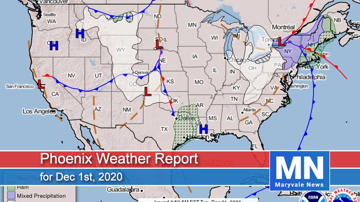 Phoenix Weather Report for Dec 1st, 2020