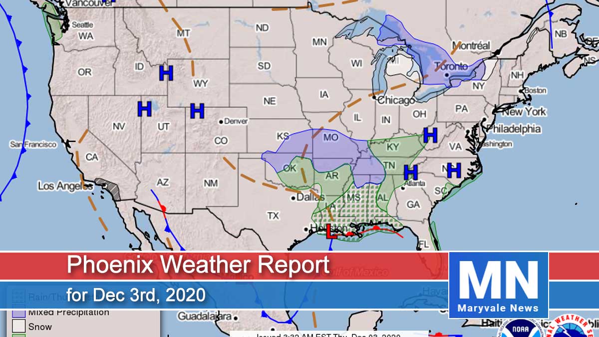 Phoenix Weather Report for Dec 3rd, 2020